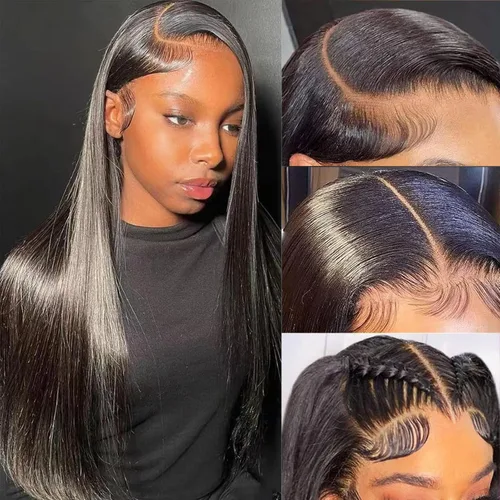 Vista 31 de SENSAIRUITE Pelucas de cabello humano con encaje frontal, prearrancadas, sin pegamento, encaje ancho, densidad 180, pelucas de cabello humano de 13