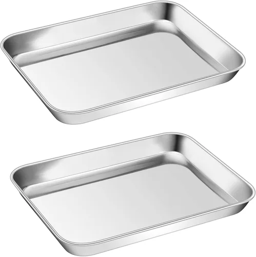 Vista 18 de P&P CHEF Bandeja para Hornear Galletas de 9 Pulgadas, Bandeja de Horno de Acero Inoxidable para Cocina, Utensilios de Horno para Múltiples Usos