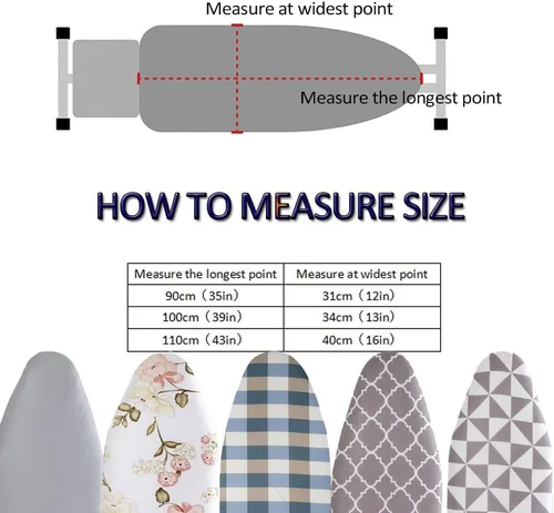 Vista 2 de Funda para tabla de planchar de ajuste universal, resistente 100% algodón funda y almohadilla de hierro, antiadherente quemado y resistente a