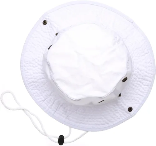 Vista 3 de Sombrero de cubeta para verano, para exteriores, para pescar, de safari, de caza, con correa ajustable