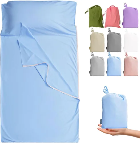 Vista 26 de Marca - GANNAFEE - Saco de dormir de algodón con cremallera - Sábana de viaje 100% algodón saco de dormir adulto - Saco de dormir de viaje
