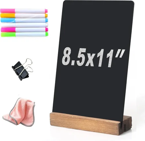 Cartel de pizarra de tiza – 8.7 x 12 pulgadas, tablero de mensajes decorativo familiar con base