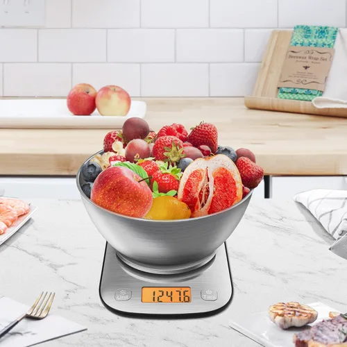 Vista 6 de GRAM PRES Báscula digital de cocina para alimentos, gramos, onzas y onzas con IPX6 impermeable, báscula digital profesional de acero inoxidable