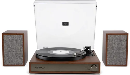 Vista 10 de Victrola Harmony - Sistema de tocadiscos Bluetooth - Reproductor de discos de vinilo de 3 velocidades, altavoces estéreo, Audio Technica ATN3600L