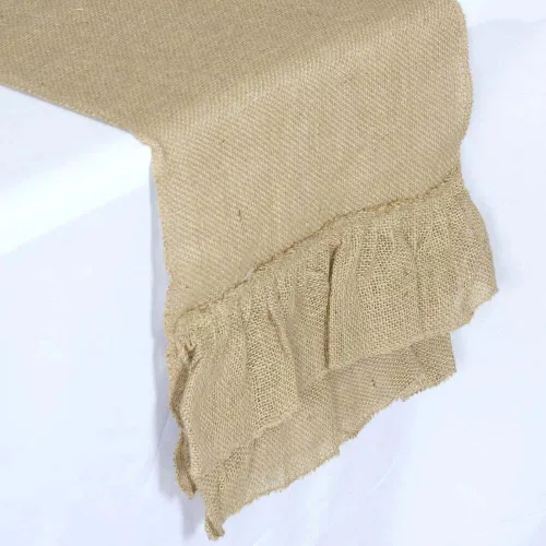 Efavormart - Camino de mesa de arpillera rústico con volantes, camino de arpillera natural, decoración de mesa para fiestas
