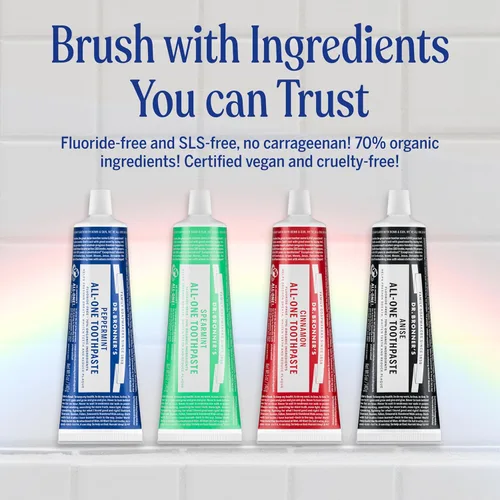 Vista 6 de Dr. Bronner's - Pasta de dientes All-One (anís, 5 onzas, 1 paquete) - 70% ingredientes orgánicos, naturales y efectivos, sin flúor, sin SLS, ayuda a