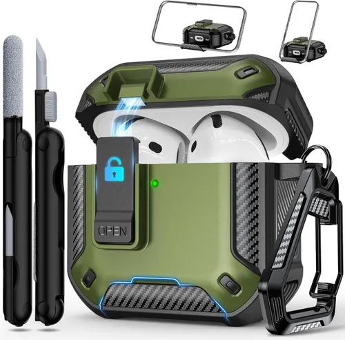 Vista 27 de RFUNGUANGO - Caja protectora para AirPods de 2° generación, modelo 2024, diseño espacial, compatible con Airpods Pro 1/2 y funciona con MagSafe