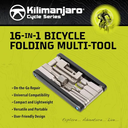 Vista 2 de Kilimanjaro Cycle Series 16 en 1 - Multiherramienta plegable para bicicleta, herramientas compactas de reparación de bicicletas, apriete tornillos