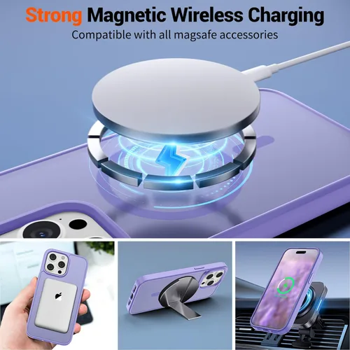 Vista 647 de SUPFINE - Funda magnética para iPhone 13 Pro Max (compatible con MagSafe), (protección contra caídas de grado militar de 10 pies), delgada, Negro