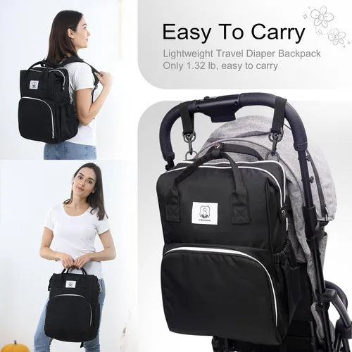 Vista 5 de Bolsa de pañales, Negro -, Bolsa de pañales negra, caqui