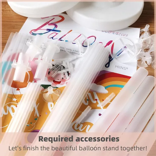 Vista 4 de Juego de 2 columnas de globos con globos incluidos columnas de globos con base y poste, decoración de fondo de torre de globos para bodas, baby