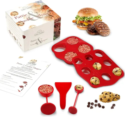 Kit moldeador de galletas y mini hamburguesas - Mini hamburguesas y galletas caseras fáciles - Prensa antiadherente para hamburguesas, molde y