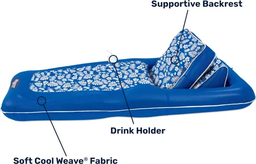 Vista 6 de Aqua Campania Ultimate 2-in-1 Pool Float Lounge – Extra Large – Inflatable Pool Floats for Adults with Adjustable Backrest & Cupholder Caddy