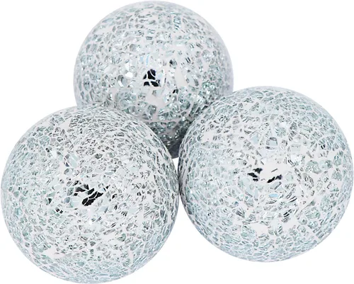 Vista 6 de Kunjocy Juego de 3 bolas decorativas de mosaico de vidrio de 3.15 pulgadas de diámetro para cuencos, jarrones y centros de mesa de comedor (negro)