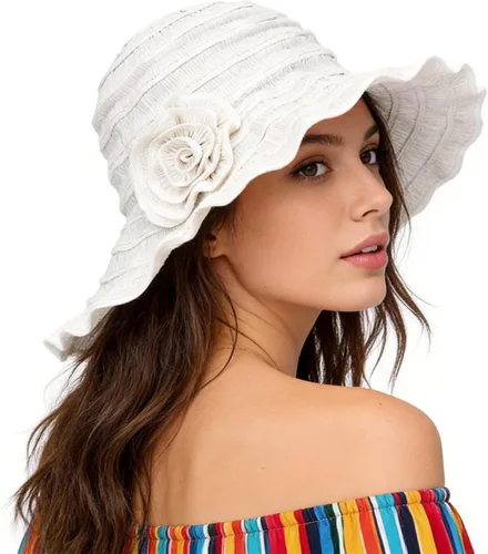 Vista 10 de FORBUSITE Sombreros de sol plegables vintage para mujer, para playa, jardín, viajes, protección UV