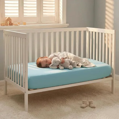 Vista 7 de NTBAY - Sábana bajera ajustable para cuna para bebé, color sólido y suave, 28.0 x 52.0 pulgadas