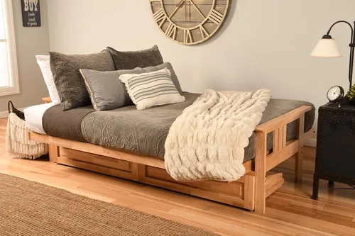 Vista 60 de MFD Futón Montana, Verde, Tela Madera, Colchón de ante de turba