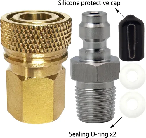 Vista 6 de Juego de conector hembra NPT de 1/8 y conector macho de 0.315 in de desconexión rápida, cobre - acero inoxidable - línea remota macho y hembra juego