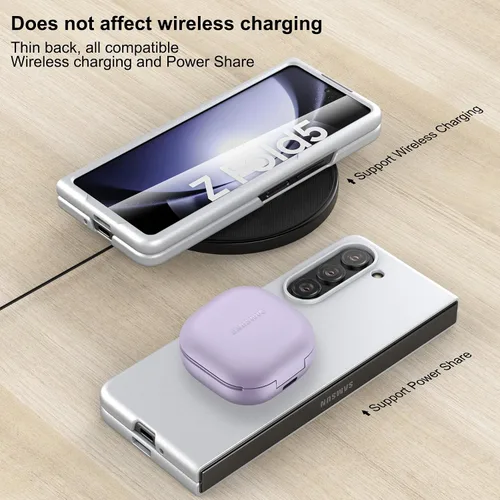 Vista 5 de Funda delgada para Galaxy Z Fold 5, [película de pantalla frontal dura transparente incorporada + parte trasera de policarbonato duro]