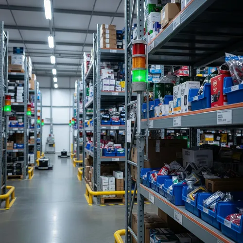 Vista 5 de Luz LED Andon de señal de torre de 3 pilas, rojo/amarillo/verde, encendido/apagado, interruptor selector ABB, adaptador de corriente industrial Mean