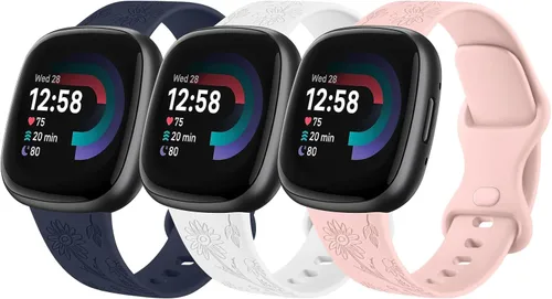 Vista 11 de Vanjua Correa compatible con Fitbit Sense 2 / Sense Bands, Fitbit Versa 4 / Versa 3 bandas para mujeres y hombres, correa de repuesto de silicona