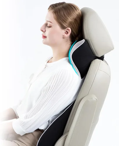 Vista 7 de Almohada cervical para aliviar el dolor de cuello y soporte cervical, almohada de espuma viscoelástica para asiento de automóvil con correa