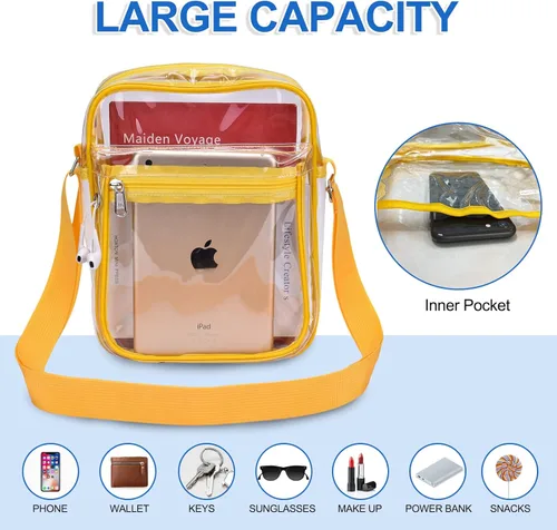 Vista 3 de USPECLARE Bolsa transparente para eventos de estadio, bolsa de mensajero transparente para hombres y mujeres