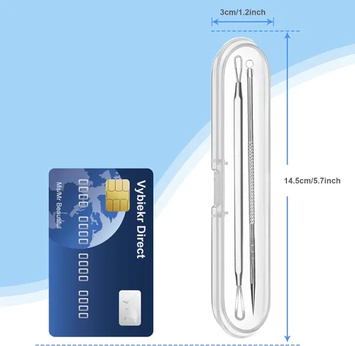 Vista 4 de Removedor de puntos negros de acero inoxidable, extractor de espinillas, extractor de espinillas, extractor de comedones, herramienta de tratamiento