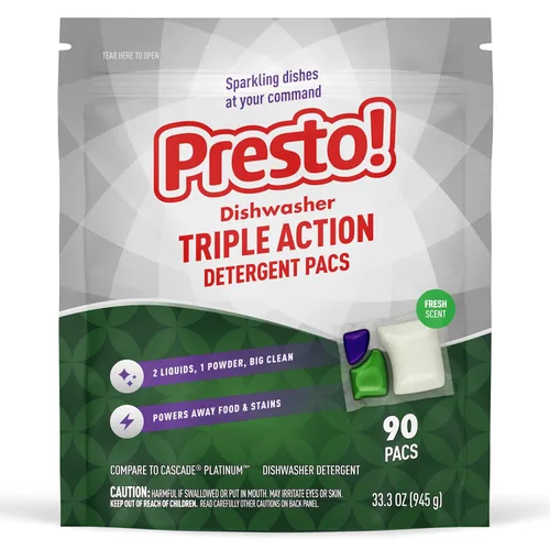 Vista 5 de Marca Amazon Presto! - Paquete de lavavajillas de triple acción, antimanchas, aroma fresco, 70
