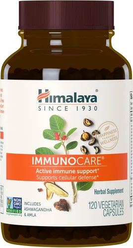 Himalaya ImmunoCare - Suplemento de apoyo inmunológico a base de hierbas con Ashwagandha y Amla - Vegano, sin OMG, sin gluten, 840 mg, 120 cápsulas
