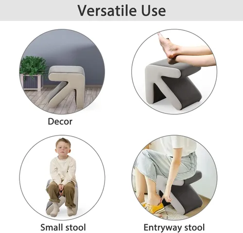 Vista 4 de GNIXUU Taburetes otomanos tapizados de terciopelo, taburete pequeño cuadrado multifacético, taburete otomano acolchado para sala de estar