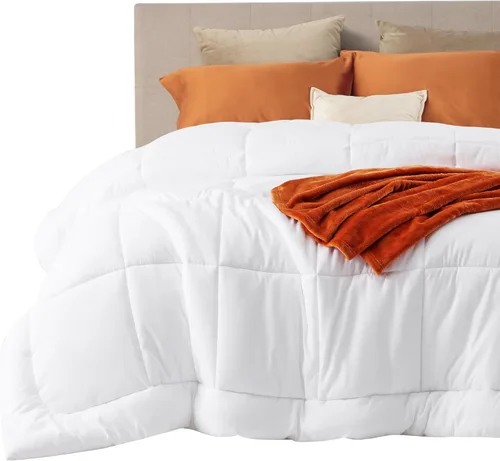 Vista 22 de Bedsure - Relleno de edredón acolchado tamaño Queen Plus, para todas las estaciones, ropa de cama alternativa de plumón GentleSoft, con 8 pestañas