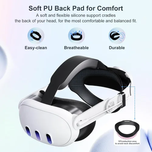 Vista 4 de Aolukytech Comfort Battery Head Strap 10000mAh Compatible with Quest 3 Accessories, Battery Pack Soft Cushion VR Elite Strap for Balance