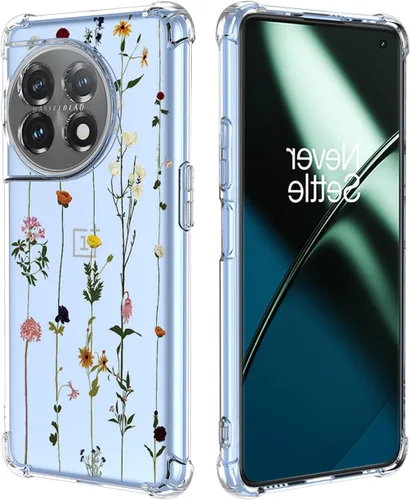 Funda para teléfono OnePlus 11, One Plus 11 5G PHB110, funda transparente con patrones de jardín de flores, funda protectora para OnePlus 11 5G