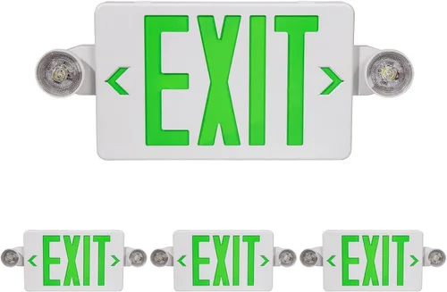 Vista 8 de TANLUX Señal de salida verde con luces de emergencia, luz LED de salida de emergencia con batería de respaldo, carcasa negra, certificación UL, CA