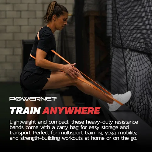 Vista 6 de PowerNet Resistance Bands, Heavy Duty & Regular Resistance Color-Coded Exercise Bands, Workout Equipment for Home Gym, Progressive Elastic Bands for