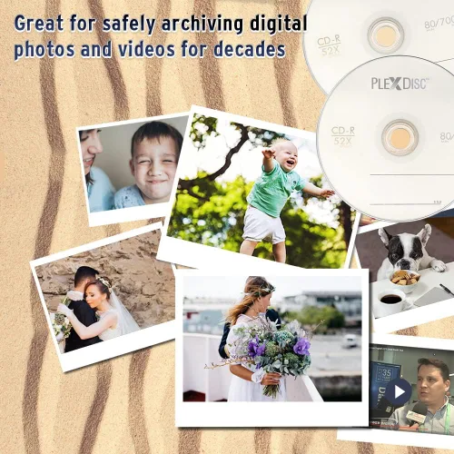 Vista 5 de PlexDisc CD-R Blank Discs 700MB 52X Logo Top Grabable Media – Paquete de 50 cajas para pasteles (FFP) CD en blanco CDR Disc