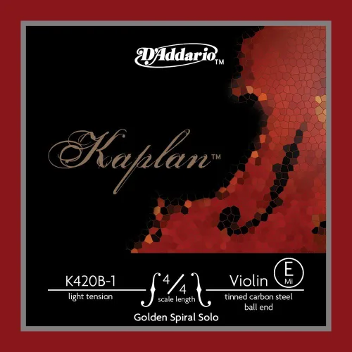 Vista 11 de D'Addario Kaplan - Cuerda de violín en espiral dorada - Cuerda E individual - K420B-3 - Cuerdas de violín - Escala 4/4, tensión media, extremo