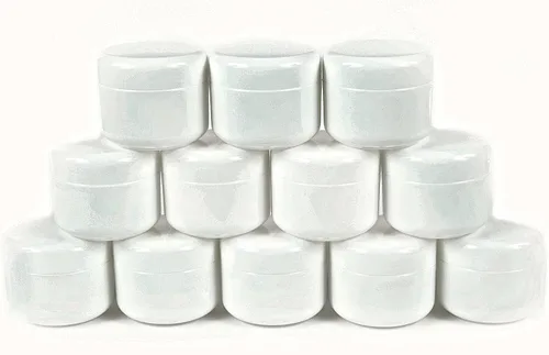 Vista 4 de Vivaplex, 12, tarros de cosméticos blancos, de 4 onzas, con revestimientos interiores y tapas de cúpula