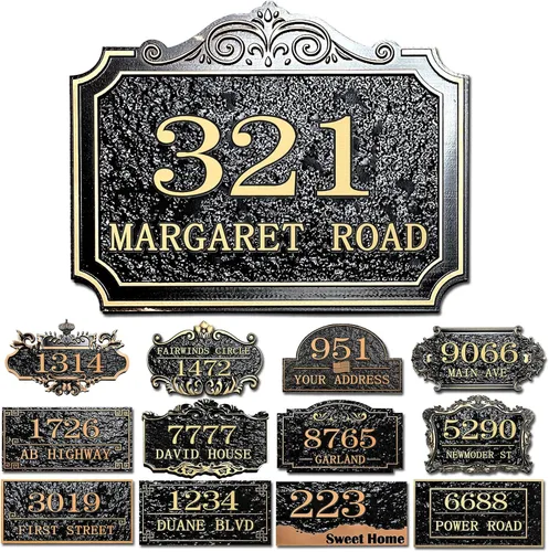 Vista 13 de Placa personalizada de dirección de casa, letrero de dirección de nombre de calle personalizado para números de casa, placa para buzón de garaje