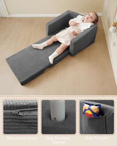 Vista 7 de Toddle & Silla para niños, sofás suaves 2 en 1 que se pliegan, sillas para niños pequeños, cómodas de 1 a 3 años, sofá convertible para descansar