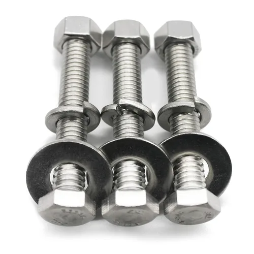 Vista 15 de Tornillos de cabeza hexagonal de acero inoxidable 3/8-16x4, tuercas, arandelas planas y de bloqueo, 18-8 (304) S/S, totalmente roscados por perno
