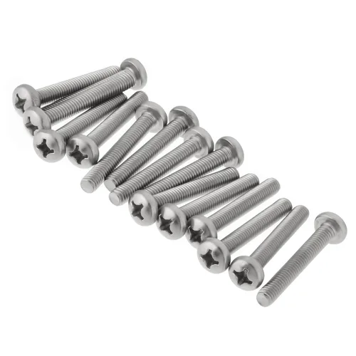 Vista 52 de MroMax 50 tornillos de máquina Phillips de cabeza plana M5 x 0.315 in, acero inoxidable 304 18-8, rosca completa, tornillos de cabeza cruzada gris