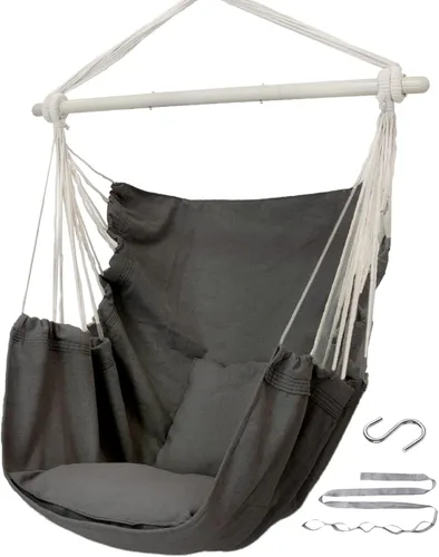Vista 10 de ADVOKAIR - Silla tipo hamaca colgante grande, cómoda, suave y duradera, incluye 2 cojines de asiento