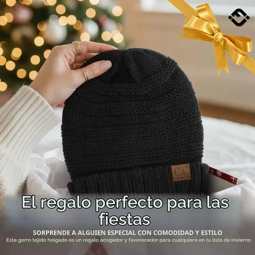 Vista 6 de Funky Junque Gorro de moda de punto trenzado de talla extragrande, grueso, abrigado, suave y holgado Paquete de 2 - Negro y Beige