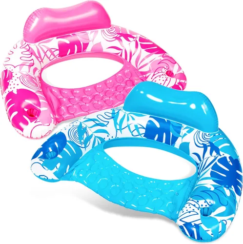 Vista 12 de SLOOSH Inflatable Pool Floats Adult,2 Pack Pool Chairs with Cup Holders,X-Large Blow up Floats Chair,Hammock Noodle Mat for Relaxing Summer Water