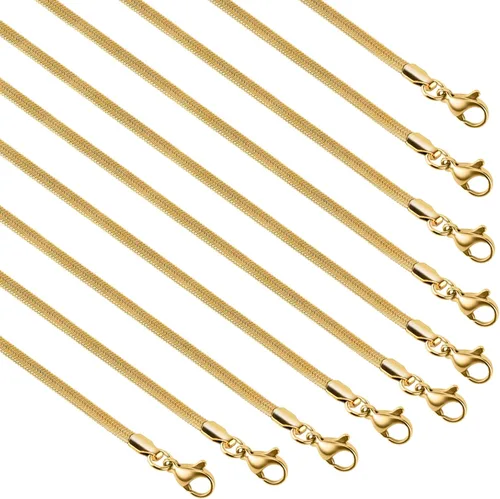 Vista 8 de UMAOKANG Cadenas de serpiente chapadas en oro para hacer joyas, paquete de 10 cadenas finas de acero inoxidable para mujer, suministros de bricolaje