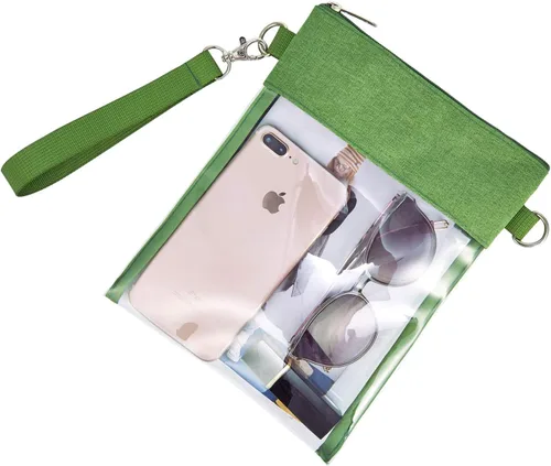 Vista 3 de Bolso cruzado transparente Bolso tote transparente aprobado para estadios para trabajo, conciertos, deportes, Verde