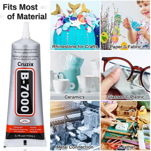 Vista 7 de B7000 - Pegamento para cuentas de joyería para hacer joyas, pegamento transparente de cristal 3.7 fl oz B7000+Plus pegamento superadhesivo multiusos