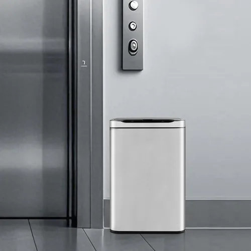Vista 5 de ELPHECO Basurero de acero inoxidable para oficina, con sensor de movimiento, sin contacto, cubo de basura inteligente automático para cocina, Plata